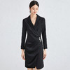 黑色长袖连衣裙职业正装主持人正式场合收腰显瘦前台工作西装裙 商品缩略图4