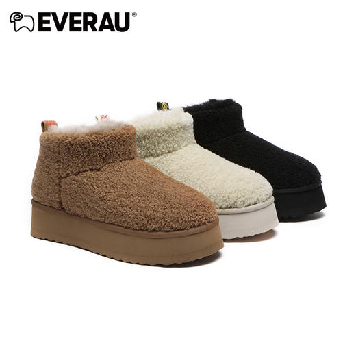EVERAU秋冬穿搭神奇来喽 经典短筒搭配厚底增高女靴雪地靴EA3146 商品图0