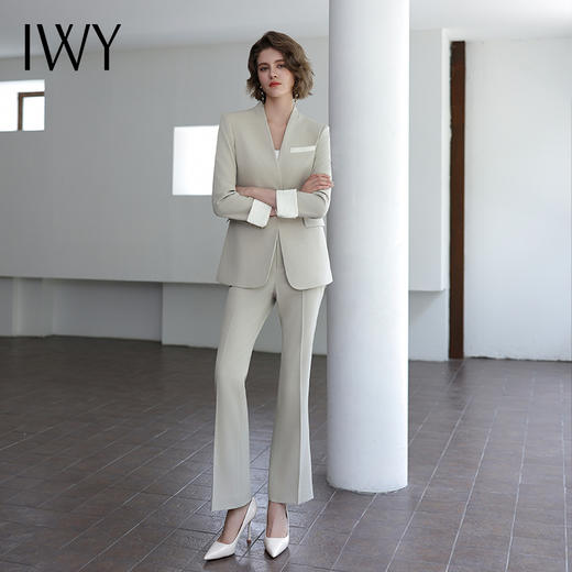 IWY/秋季新款套装西装外套浅灰色高级设计感通勤正式场合正装C14318+P34318 商品图4