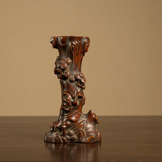 清 黄杨木雕松树纹花插 商品图0