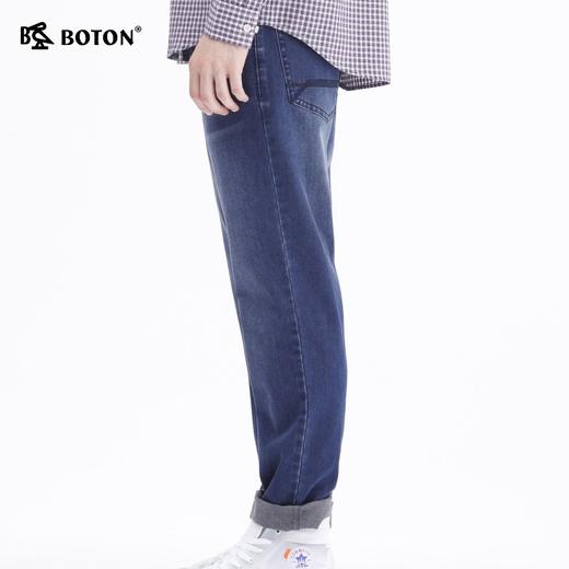 波顿秋冬季宽松中牛仔裤长裤宽松直筒火山岩保暖加厚裤子ME219519 商品图4