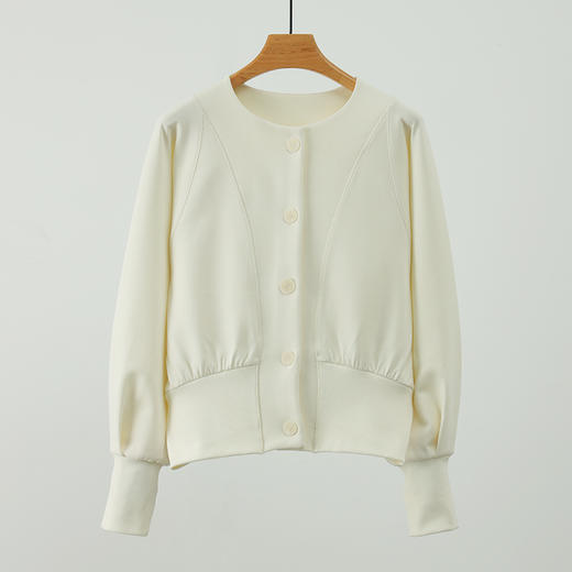 法式收腰短款时髦显瘦优雅休闲纯色圆领卫衣外套 880024 商品图7