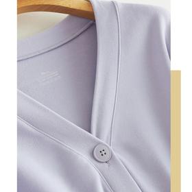 优选丨女牙签条系扣V领宽松休闲睡衣家居服套装 A09701