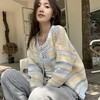【质感满满！针织毛衣薄款开衫】时尚潮流小众系列，韩版宽松条纹外衣，百搭针织毛衣薄款开衫外套女士L 商品缩略图0