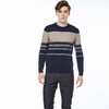 波顿针织衫男士秋冬季修身套头长袖条纹拼色圆领打底毛衫MU711317 商品缩略图4