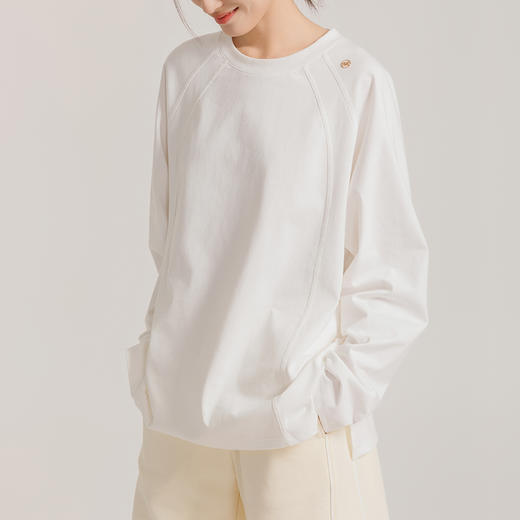 插肩袖纯色基础款休闲圆领长T打底衫 880018 商品图7