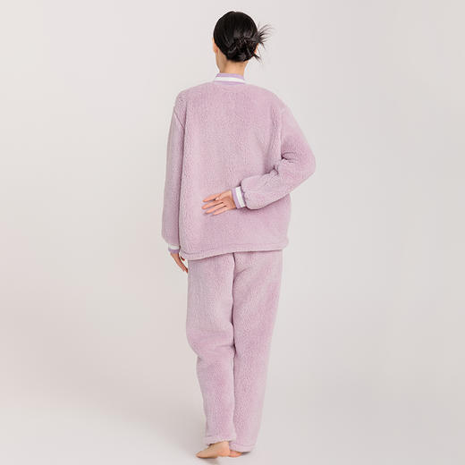 女款拼接撞色罗纹冬季可外穿小香风家居服套装 774106 商品图1