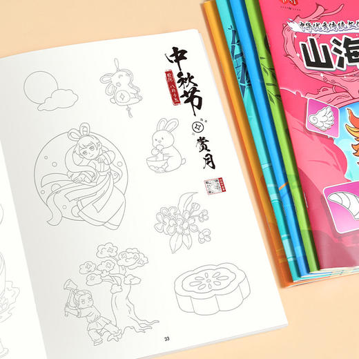 中华优秀传统文化手绘简笔画册儿童涂鸦书填色本控笔训练美术教程 商品图8