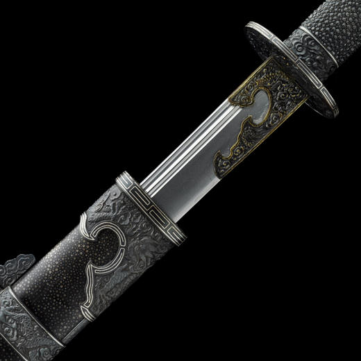 龙纹清刀 铁装错银 龙泉沈广隆剑铺 手工传统宝刀 收藏工艺刀   sgl-5002 未开刃 商品图3