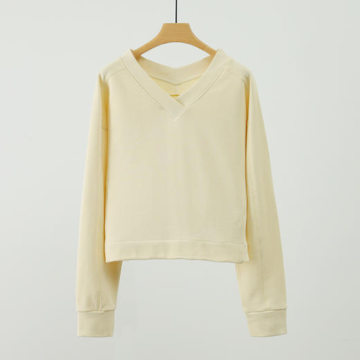 时髦V领插肩袖版宽松纯色休闲高级感慵懒卫衣 880013 商品图7