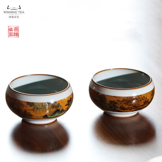 问鼎汝瓷鼎峰柴窑天青禅定杯（古韵山水） 商品图2