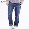 波顿秋冬季宽松中牛仔裤长裤宽松直筒火山岩保暖加厚裤子ME219519 商品缩略图2