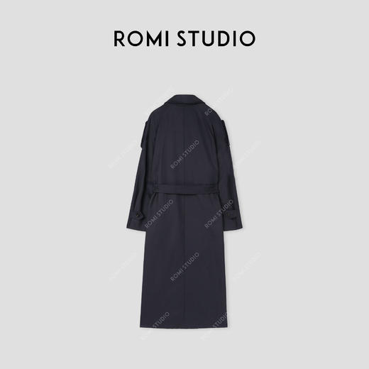 ROMI STUDIO “自我风度” 绵羊毛混纺半里衬腰带风衣外套 441DM051 商品图1