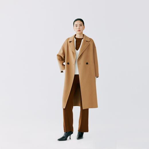 东黎 • 山羊绒女士秋冬长款简约翻领一粒扣羊绒大衣 4593 商品图1