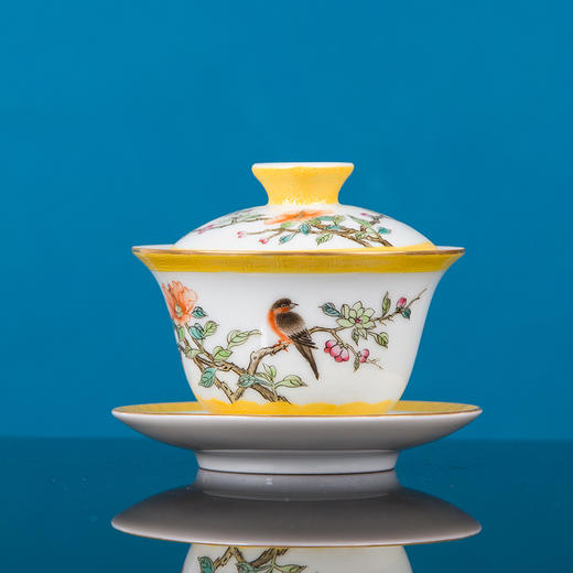 黄地扒花粉彩绵绣吉祥杯6头茶具 商品图2