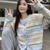 【质感满满！针织毛衣薄款开衫】时尚潮流小众系列，韩版宽松条纹外衣，百搭针织毛衣薄款开衫外套女士L 商品缩略图4