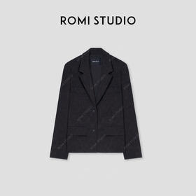 ROMI STUDIO“远山之间”羊毛混纺短斜纹肌理感短西装外套 431W3081