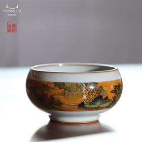 问鼎汝瓷鼎峰柴窑天青禅定杯（千里江山）