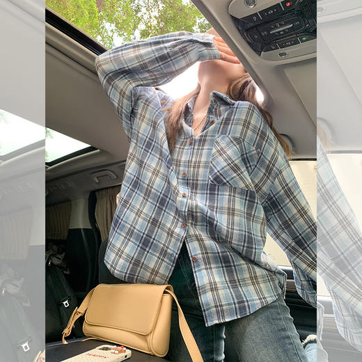 <曾小咸推荐>韩系格子防晒衬衫女春季外套 商品图4