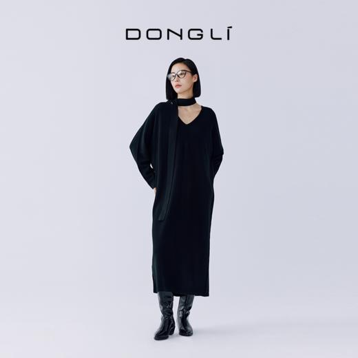 东黎 • 秀场同款 山羊绒女士秋季针织V领连衣裙 4128 商品图7