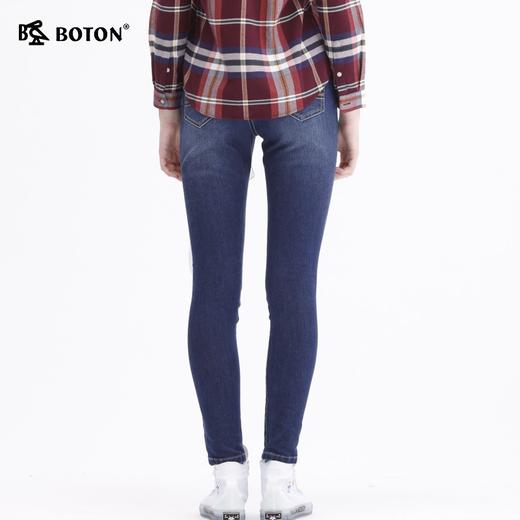 波顿紧身牛仔裤女冬季保暖女裤修身高腰显瘦铅笔小脚裤子LE217519 商品图1