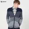 波顿秋冬拉链开衫毛衣条纹休闲英伦加厚男士MU715318 商品缩略图4