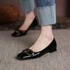 【预售5天】里外全皮女鞋马衔扣方头浅口单鞋牛漆皮韩版时尚复古平底鞋小皮鞋XKDY（QS）&1077 商品缩略图1