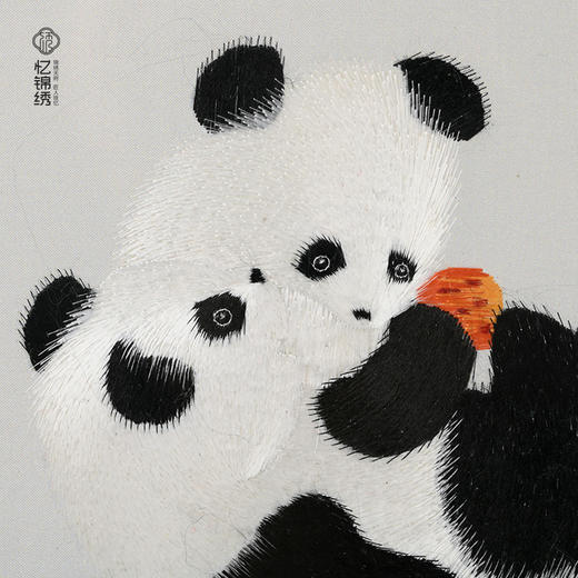 蜀绣滚滚红荔双熊猫非遗手工工艺 商品图2