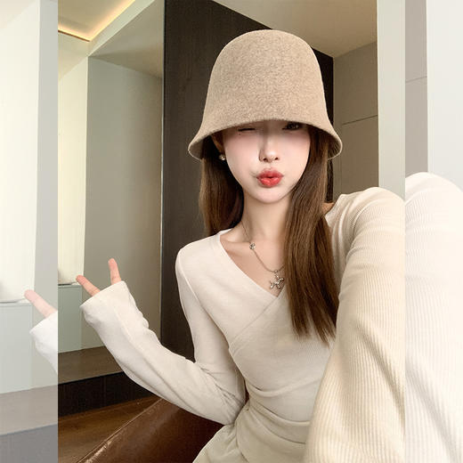 <曾小咸推荐>设计感杏色假两件连衣裙 商品图1