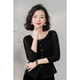 西子/【磨坊舞会】丝绒针织圆领单排扣收腰纸片人打底上衣/CSYG059