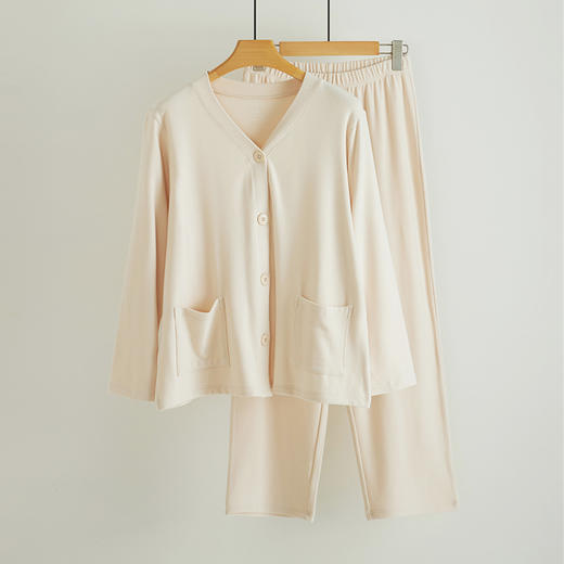 优选丨女牙签条系扣V领宽松休闲睡衣家居服套装 A09701 商品图2