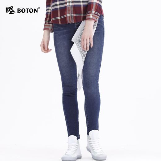 波顿紧身牛仔裤女冬季保暖女裤修身高腰显瘦铅笔小脚裤子LE217519 商品图2