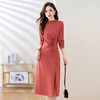2024秋季新款韩版修身圆领长袖包臀显瘦纯色修身时尚连衣裙HR-MJSW1855 商品缩略图1