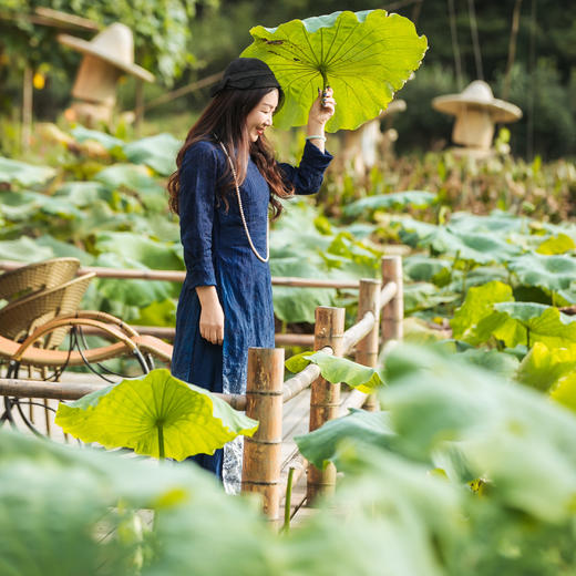 【林栖设计小店】【现货】苎麻改良旗袍植物染绣花修身显瘦2024秋季新品长袖长衫女1943117 商品图3