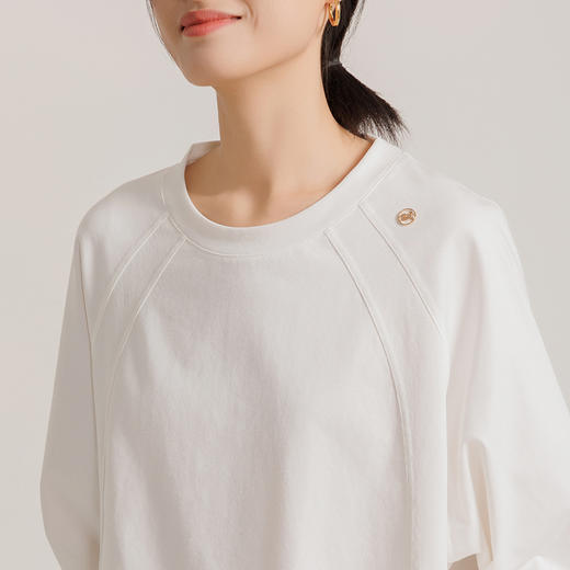 插肩袖纯色基础款休闲圆领长T打底衫 880018 商品图2