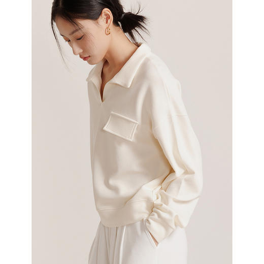 Polo领落肩短卫衣休闲时髦通勤风 880007 商品图1