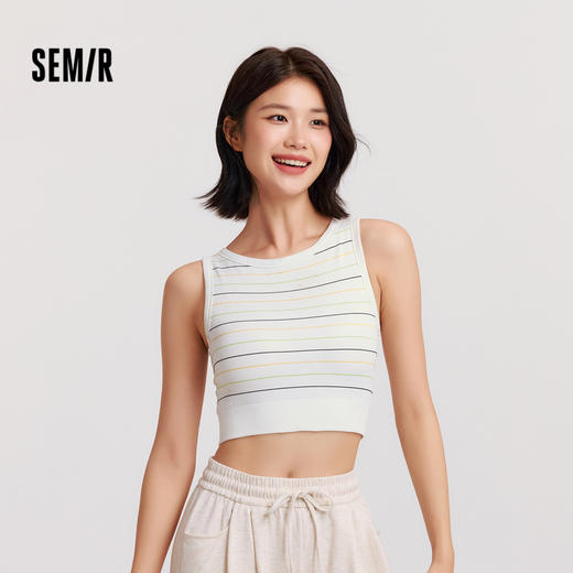 森马背心女内衣一体式带胸垫条纹内搭短款宽肩上衣修身显瘦可外穿
 商品图1