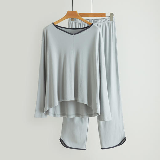 女舒感棉领口撞色宽松舒适长袖套服睡衣家居服 50709 商品图4