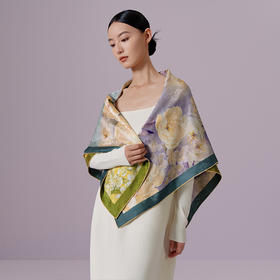 万事利“青烟凝紫”105厘米双面印花大方巾