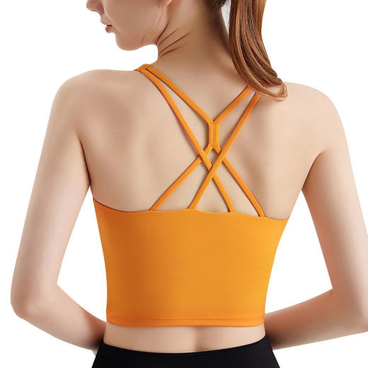 新款瑜伽背心长款吊带背心外穿固定杯健身速干运动内衣 WM WX-355 商品图4