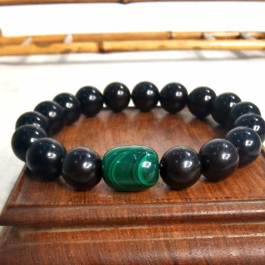 孔雀石顶珠清代檀香紫檀家居老料制手串直径1.2cm 商品图7