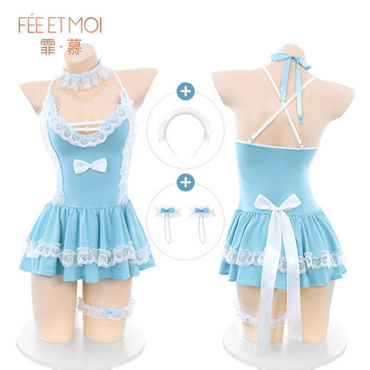 霏慕 甜欲软妹织带束胸女仆装情趣内衣性感露沟制服套装6211 商品图4