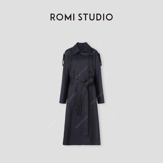 ROMI STUDIO “自我风度” 绵羊毛混纺半里衬腰带风衣外套 441DM051 商品图0