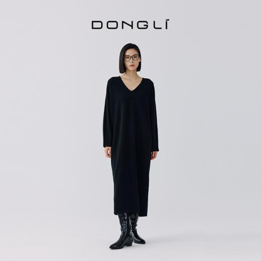东黎 • 秀场同款 山羊绒女士秋季针织V领连衣裙 4128 商品图5