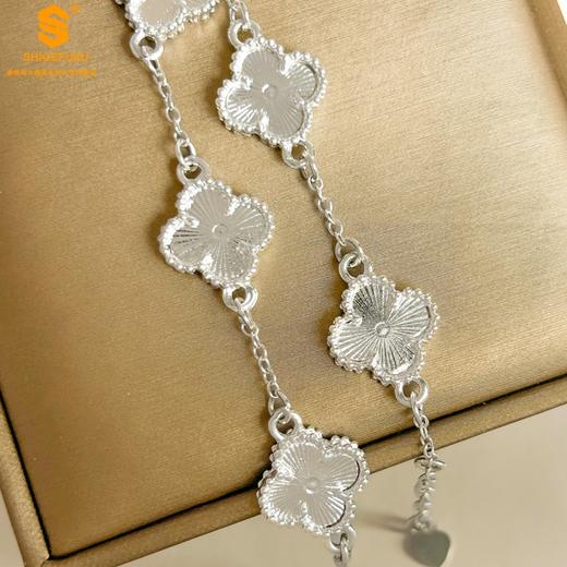 K银微雕五颗四叶草手链（高定礼盒） 商品图2