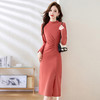 2024秋季新款韩版修身圆领长袖包臀显瘦纯色修身时尚连衣裙HR-MJSW1855 商品缩略图2