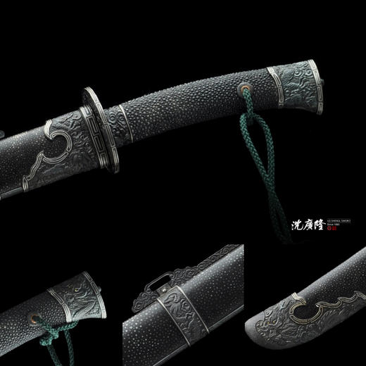 龙纹清刀 铁装错银 龙泉沈广隆剑铺 手工传统宝刀 收藏工艺刀   sgl-5002 未开刃 商品图2