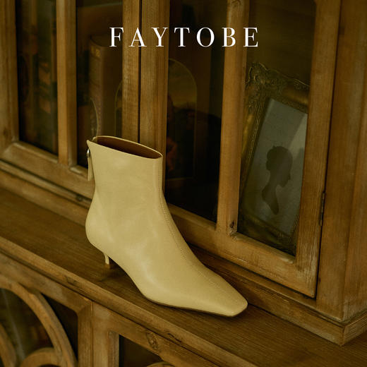 faytobe尖方头短靴25春时尚胎牛皮百搭经典小低跟设计感女瘦瘦靴 商品图8