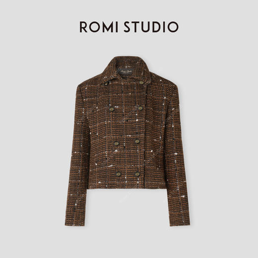 ROMI STUDIO “曼彻斯特” 羊毛混纺粗花呢格纹修身短外套 431W1004 商品图0