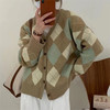 秋冬新款【毛衣女菱格针织开衫】韩系小众设计感慵懒上衣外套外穿 商品缩略图0